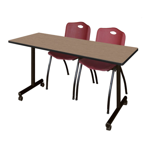 Regency Kobe 48 x 24 in. Mobile TBase Training Table 2 M Stack Chairs