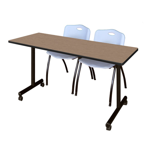 Regency Kobe 48 x 24 in. Mobile TBase Training Table 2 M Stack Chairs