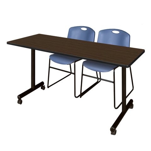 Regency Kobe 48 x 24 in. Mobile TBase Training Table 2 Zeng Stack Chairs