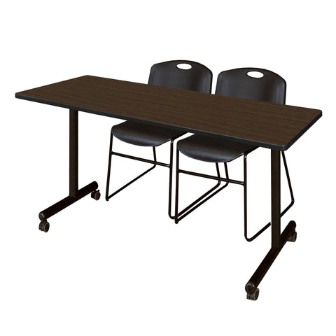 Regency Kobe 48 x 24 in. Mobile TBase Training Table 2 Zeng Stack Chairs