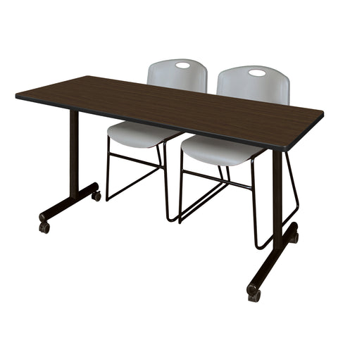 Regency Kobe 48 x 24 in. Mobile TBase Training Table 2 Zeng Stack Chairs