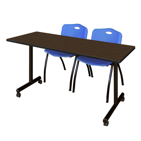 Regency Kobe 48 x 24 in. Mobile TBase Training Table 2 M Stack Chairs