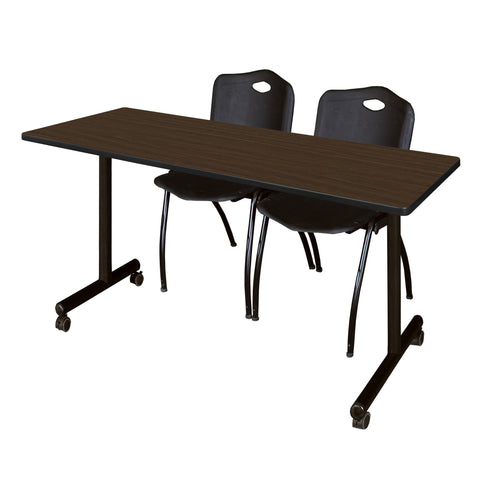 Regency Kobe 48 x 24 in. Mobile TBase Training Table 2 M Stack Chairs