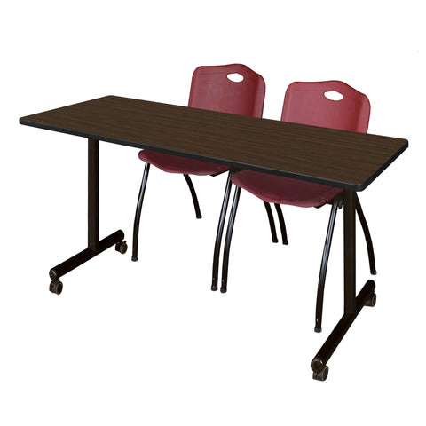 Regency Kobe 48 x 24 in. Mobile TBase Training Table 2 M Stack Chairs