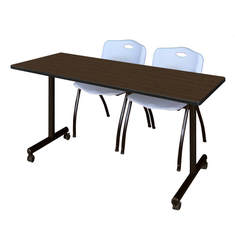 Regency Kobe 48 x 24 in. Mobile TBase Training Table 2 M Stack Chairs