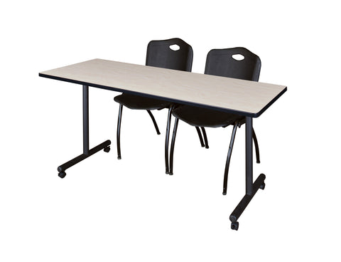 Regency Kobe 48 x 24 in. Mobile TBase Training Table 2 M Stack Chairs