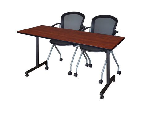 Regency Kobe 48 x 24 in. Mobile TBase Training Table 2 Cadence Nesting Chairs