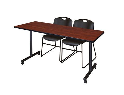 Regency Kobe 48 x 24 in. Mobile TBase Training Table 2 Zeng Stack Chairs