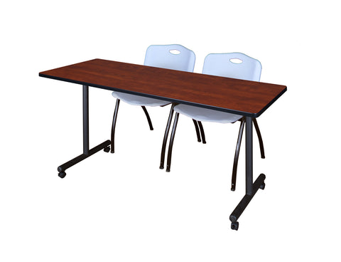 Regency Kobe 48 x 24 in. Mobile TBase Training Table 2 M Stack Chairs