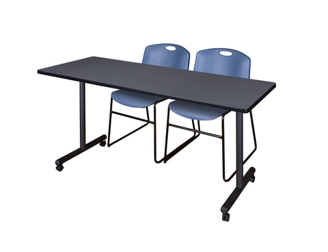 Regency Kobe 48 x 24 in. Mobile TBase Training Table 2 Zeng Stack Chairs