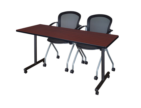 Regency Kobe 48 x 24 in. Mobile TBase Training Table 2 Cadence Nesting Chairs