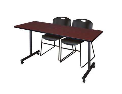 Regency Kobe 48 x 24 in. Mobile TBase Training Table 2 Zeng Stack Chairs
