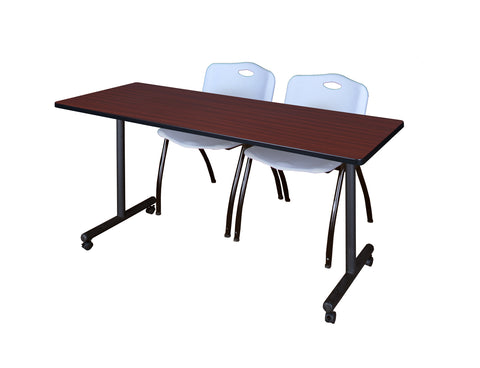 Regency Kobe 48 x 24 in. Mobile TBase Training Table 2 M Stack Chairs