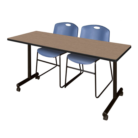 Regency Kobe 48 x 24 in. Mobile TBase Training Table 2 Zeng Stack Chairs