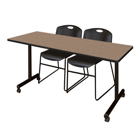 Regency Kobe 48 x 24 in. Mobile TBase Training Table 2 Zeng Stack Chairs