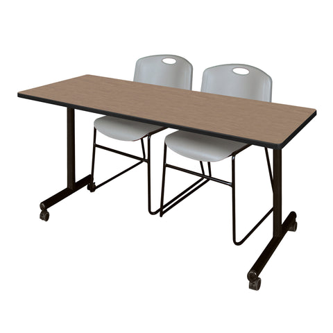Regency Kobe 48 x 24 in. Mobile TBase Training Table 2 Zeng Stack Chairs