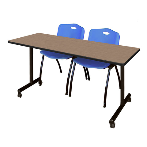Regency Kobe 48 x 24 in. Mobile TBase Training Table 2 M Stack Chairs