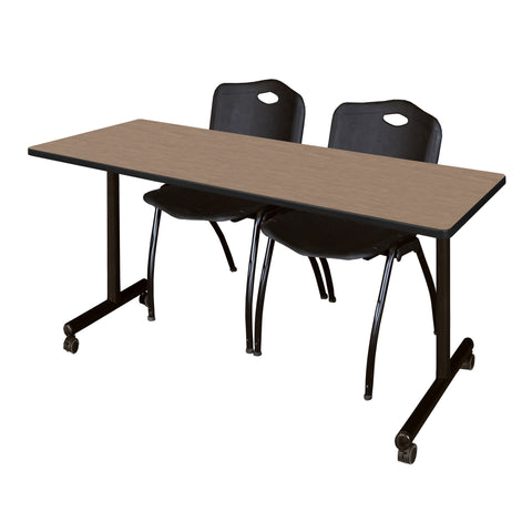 Regency Kobe 48 x 24 in. Mobile TBase Training Table 2 M Stack Chairs