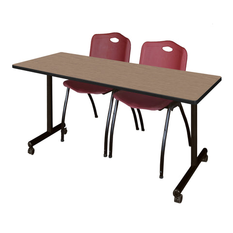 Regency Kobe 48 x 24 in. Mobile TBase Training Table 2 M Stack Chairs