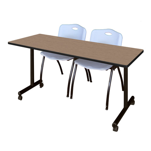 Regency Kobe 48 x 24 in. Mobile TBase Training Table 2 M Stack Chairs