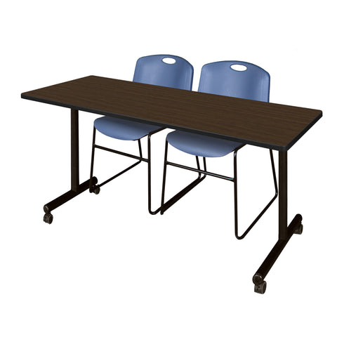 Regency Kobe 48 x 24 in. Mobile TBase Training Table 2 Zeng Stack Chairs