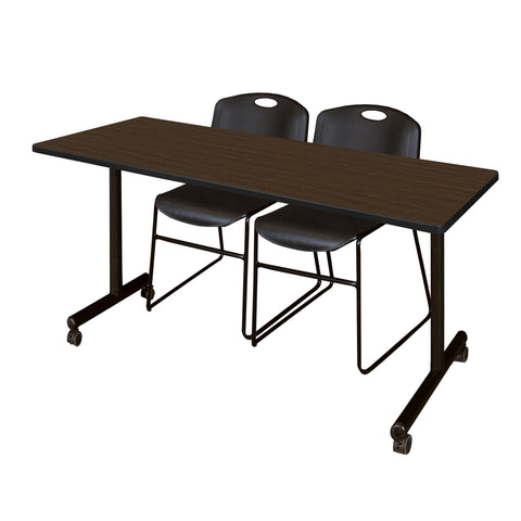 Regency Kobe 48 x 24 in. Mobile TBase Training Table 2 Zeng Stack Chairs