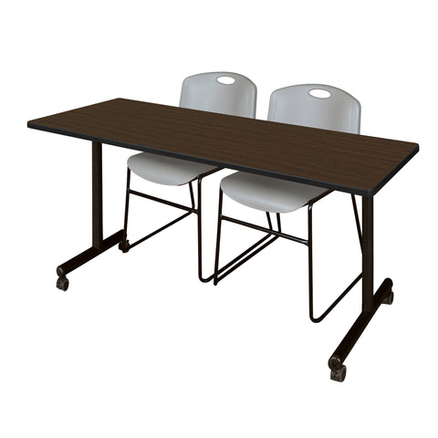 Regency Kobe 48 x 24 in. Mobile TBase Training Table 2 Zeng Stack Chairs