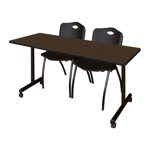 Regency Kobe 48 x 24 in. Mobile TBase Training Table 2 M Stack Chairs
