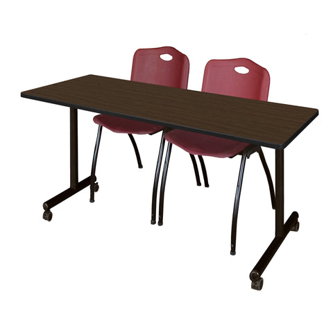 Regency Kobe 48 x 24 in. Mobile TBase Training Table 2 M Stack Chairs
