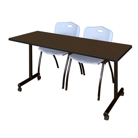 Regency Kobe 48 x 24 in. Mobile TBase Training Table 2 M Stack Chairs