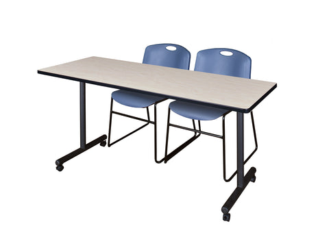 Regency Kobe 48 x 24 in. Mobile TBase Training Table 2 Zeng Stack Chairs