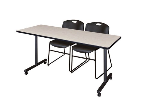 Regency Kobe 48 x 24 in. Mobile TBase Training Table 2 Zeng Stack Chairs