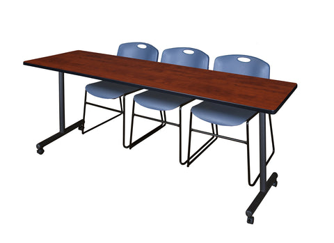 Regency Kobe 48 x 24 in. Mobile TBase Training Table 2 Zeng Stack Chairs