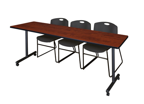 Regency Kobe 48 x 24 in. Mobile TBase Training Table 2 Zeng Stack Chairs