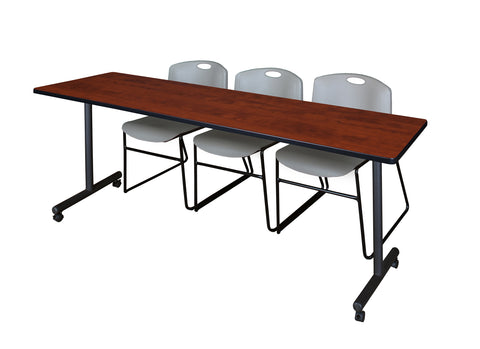 Regency Kobe 48 x 24 in. Mobile TBase Training Table 2 Zeng Stack Chairs