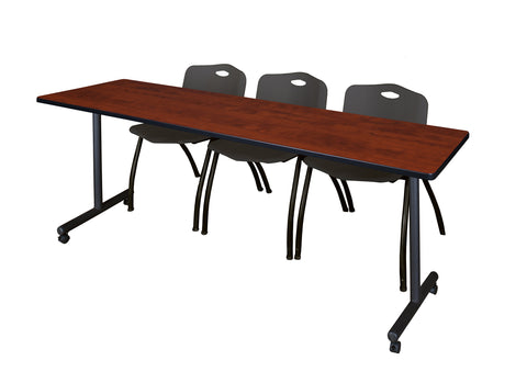 Regency Kobe 48 x 24 in. Mobile TBase Training Table 2 M Stack Chairs