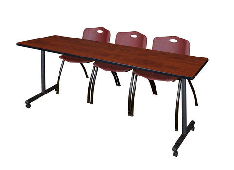 Regency Kobe 48 x 24 in. Mobile TBase Training Table 2 M Stack Chairs