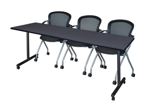 Regency Kobe 48 x 24 in. Mobile TBase Training Table 2 Cadence Nesting Chairs