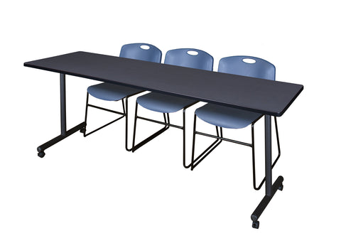 Regency Kobe 48 x 24 in. Mobile TBase Training Table 2 Zeng Stack Chairs