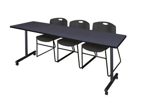 Regency Kobe 48 x 24 in. Mobile TBase Training Table 2 Zeng Stack Chairs