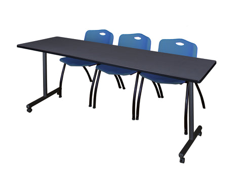Regency Kobe 48 x 24 in. Mobile TBase Training Table 2 M Stack Chairs