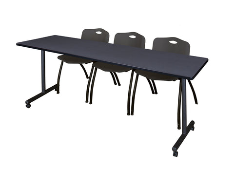 Regency Kobe 48 x 24 in. Mobile TBase Training Table 2 M Stack Chairs