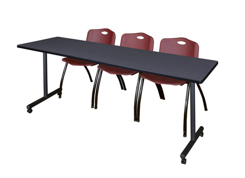 Regency Kobe 48 x 24 in. Mobile TBase Training Table 2 M Stack Chairs