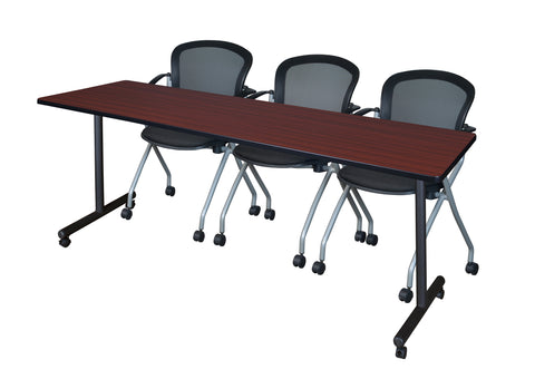 Regency Kobe 48 x 24 in. Mobile TBase Training Table 2 Cadence Nesting Chairs