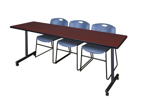 Regency Kobe 48 x 24 in. Mobile TBase Training Table 2 Zeng Stack Chairs
