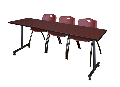 Regency Kobe 48 x 24 in. Mobile TBase Training Table 2 M Stack Chairs