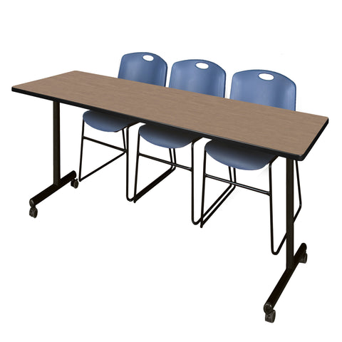 Regency Kobe 48 x 24 in. Mobile TBase Training Table 2 Zeng Stack Chairs
