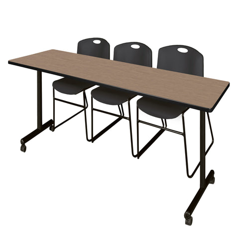 Regency Kobe 48 x 24 in. Mobile TBase Training Table 2 Zeng Stack Chairs