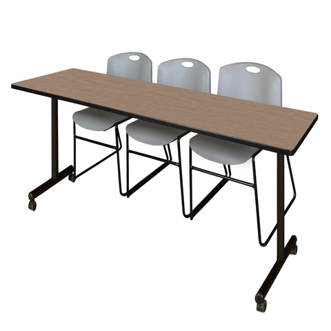 Regency Kobe 48 x 24 in. Mobile TBase Training Table 2 Zeng Stack Chairs