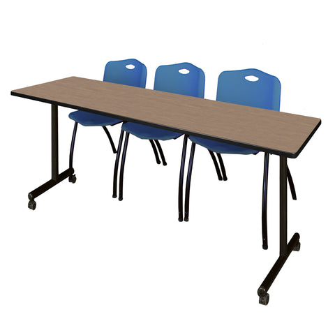 Regency Kobe 48 x 24 in. Mobile TBase Training Table 2 M Stack Chairs